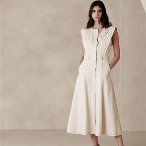 Banana Republic Sleeveless Ivory Midi Dress